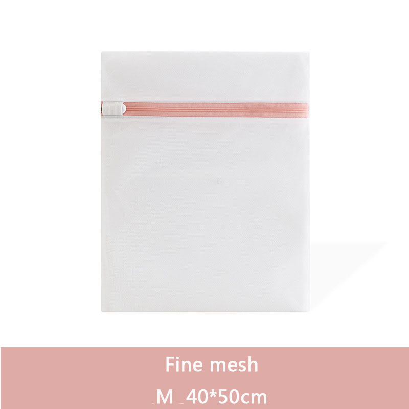 Fresh Solid Laundry Washing Bag Beautiful Zippers High Density Permeable Mesh Large Washing Machine Protection Bags For Clothes: Fine Mesh M