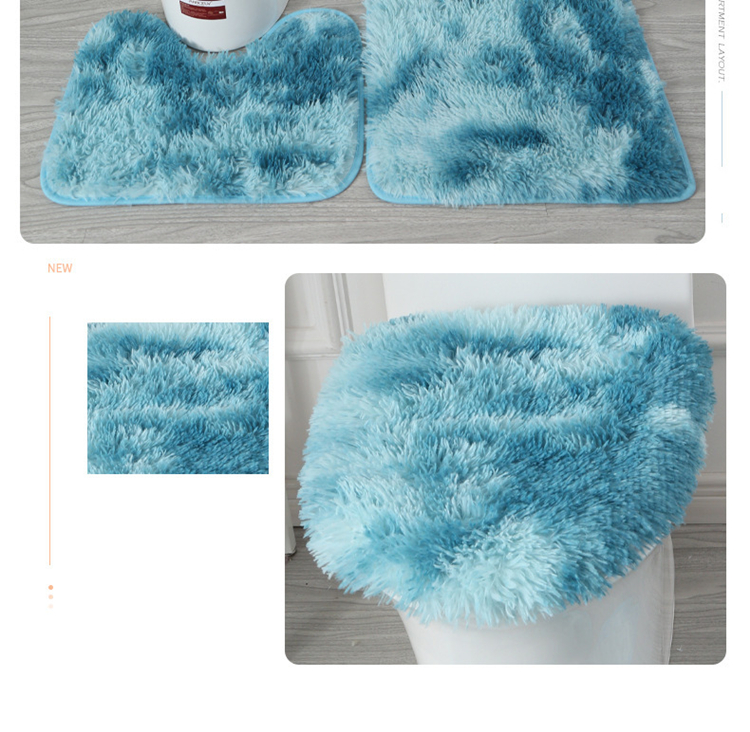 3pcs/set Tie-Dye Colorful Bathroom Mat Set Non-slip Bath WC Carpets Rectangle U-shape Bathroom Toilet Rugs And Lid Cover Kit