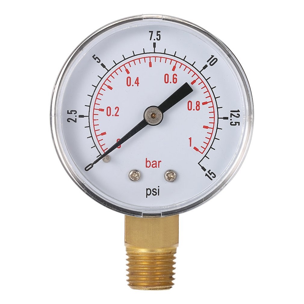 0~15PSI 0~1Bar Air Compressor Gauge 1/4" BSPT Hydraulic Compressed Air Pressure Gauge Tester Double Scale Measurer For Fuel Oil