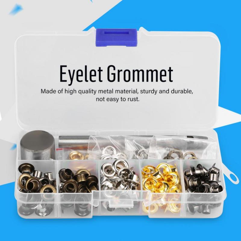1 æske husholdnings øske tylle spændeskive m / 3 stk håndarbejde monteringsværktøj sæt metal rund øske tylle gør det selv håndværk tøj tilbehør