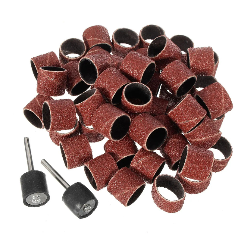 100Pcs 80/120/240/320 Grit Abrasive Sanding Sandpaper Sleeves With 2 Sanding Drum Mandrels Fit Dremel Rotary Tools