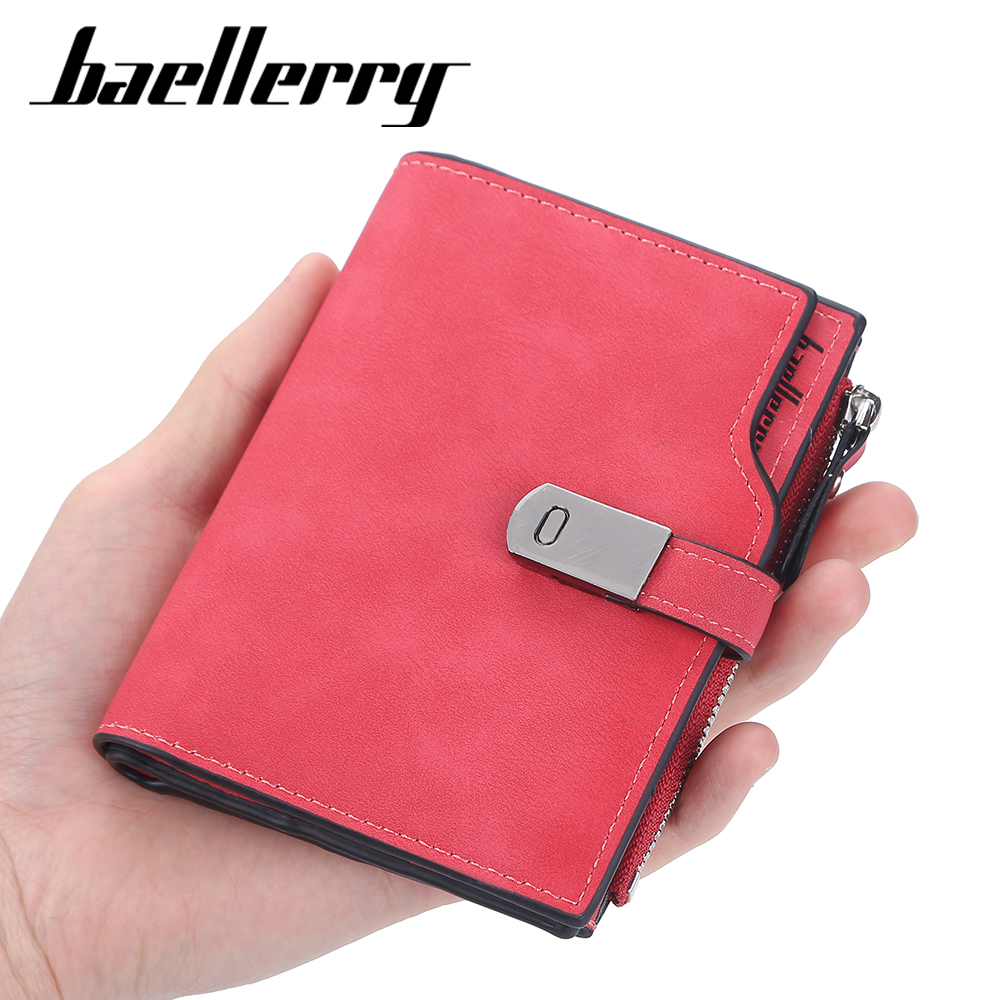 Baellerry Magnetic Buckle Women Wallets Short Card Holder Simple Female Purse Zipper Coin Pocket Brand Wallet For Girls