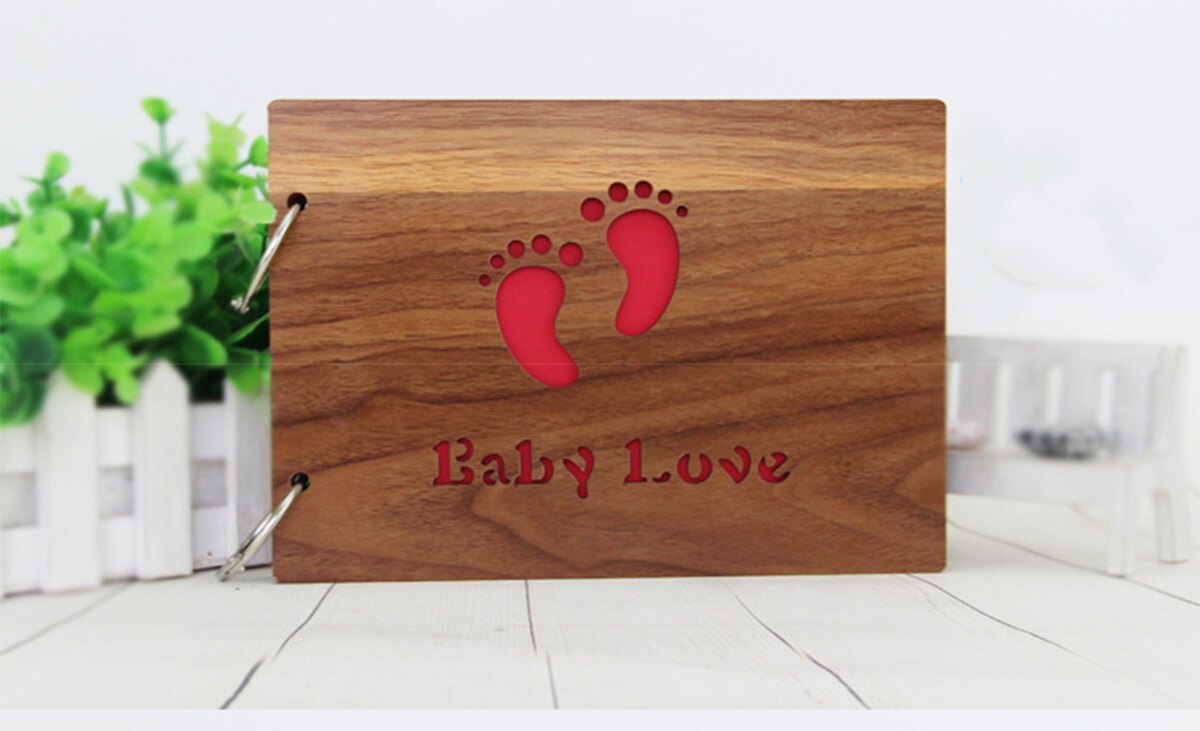 Black Cardboard Wood Handmade Loose-leaf Scrapbook Albums 8 Inch Commemorative Baby Photo Album Wedding Photo Album: 01