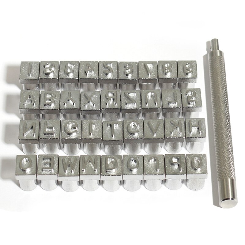 36 stk / sæt stålstans alfabet brev nummer læder stempel stempel 3 mm / 6 mm metal stansning læder værktøj