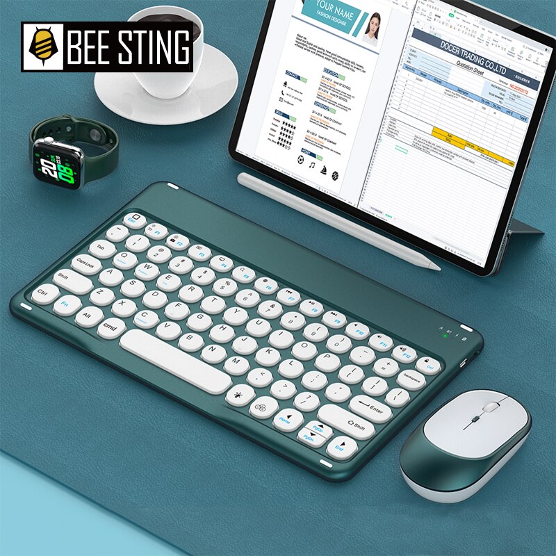 Bluetooth Keyboard Mouse French Arabic Spanish Teclado Sem Fio For Android Samsung Windows iPad Phone Tablet Wireless Keyboard