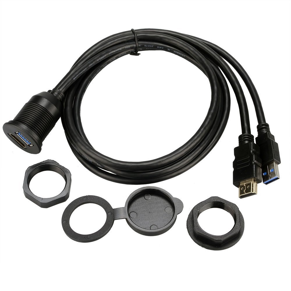 USB 3.0 & HDMI + USB3.0 AUX Extension Dash Panel Waterdicht Car Inbouw Kabel Voor Auto Boot en Motorfiets 1 M