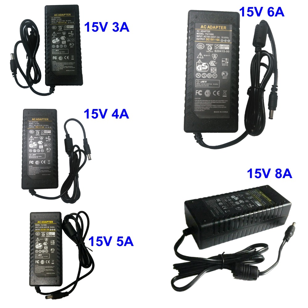 15V Switching Power Supply AC DC Adapter 15V 3A 4A 5A 6A 8A 45W 60W 75W 90W 120W LED Speaker Sound Audio Power Charger