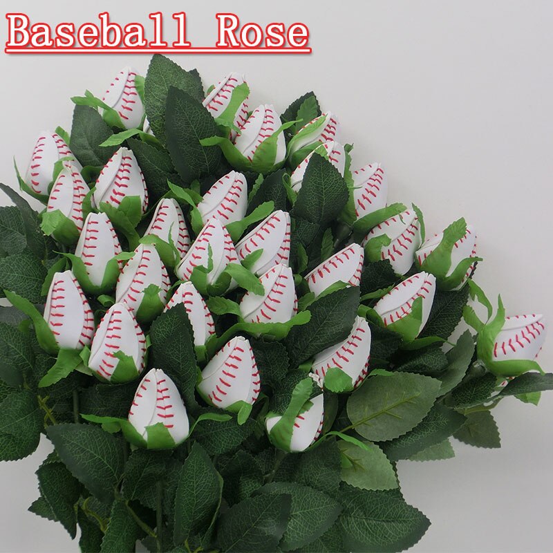 Baseball Rose Long Stem - Baseball Themed - Sports Roses Flower