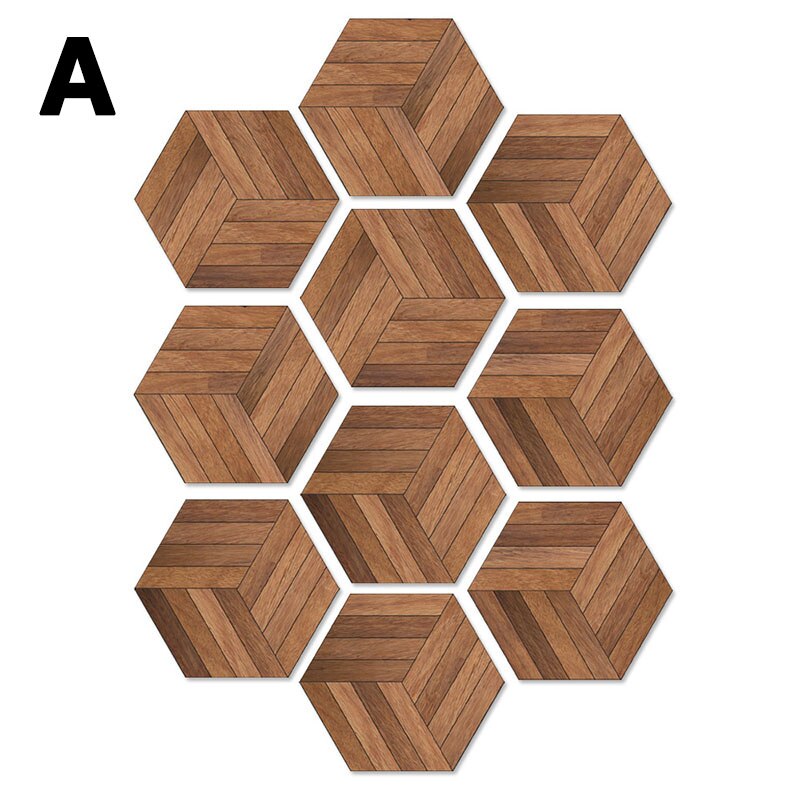 10Pcs/Lot Wood Texture Floor Sticker Waterproof Pvc Diy Stick Ground Wallpaper For Kitchen Bathroom Home Decor Floor Decal: A