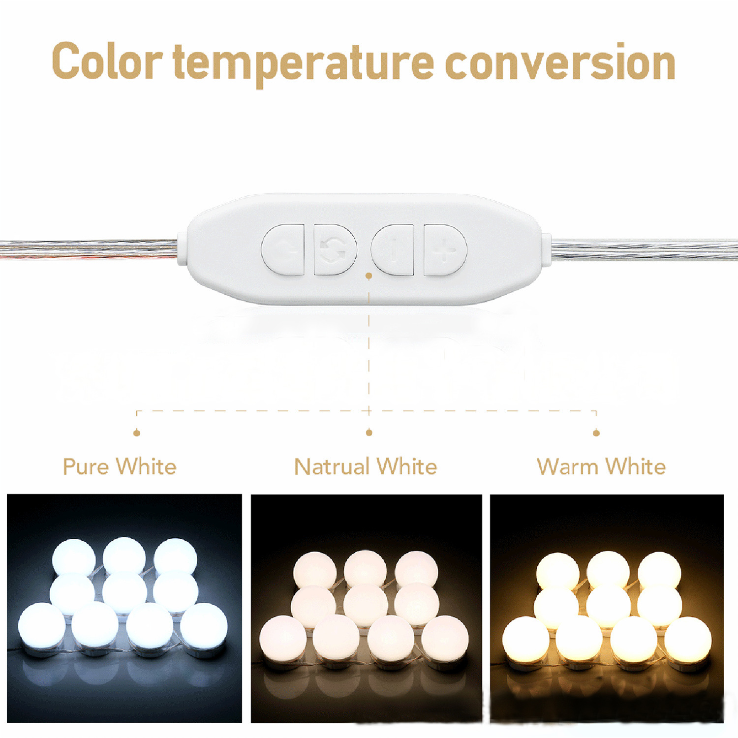 Bombillas LED para espejo de maquillaje, luces para espejo de maquillaje con carga USB, iluminación para tocador de baño, lámpara de pared LED regulable