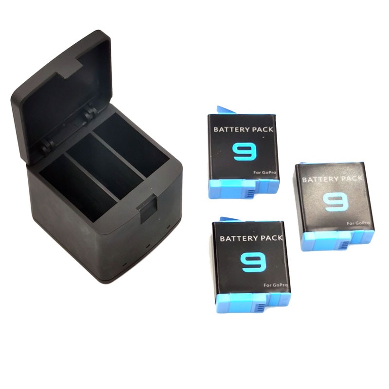 Voor Gopro 9 Hero9 Oplaadbare Lithium Batterij + 3 Slot Led Charger Smart Opladen Opbergdoos Voor Go Pro Hero 9 Zwarte Accessoires