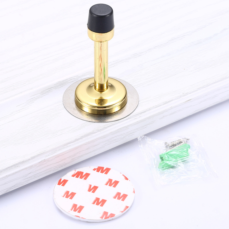 Stainless Steel Door Stops Wall Mounted Door Stopper Rubber Holder Catch Floor Fitting With Screws Bedroom Home Hardware: Stickers-Gold