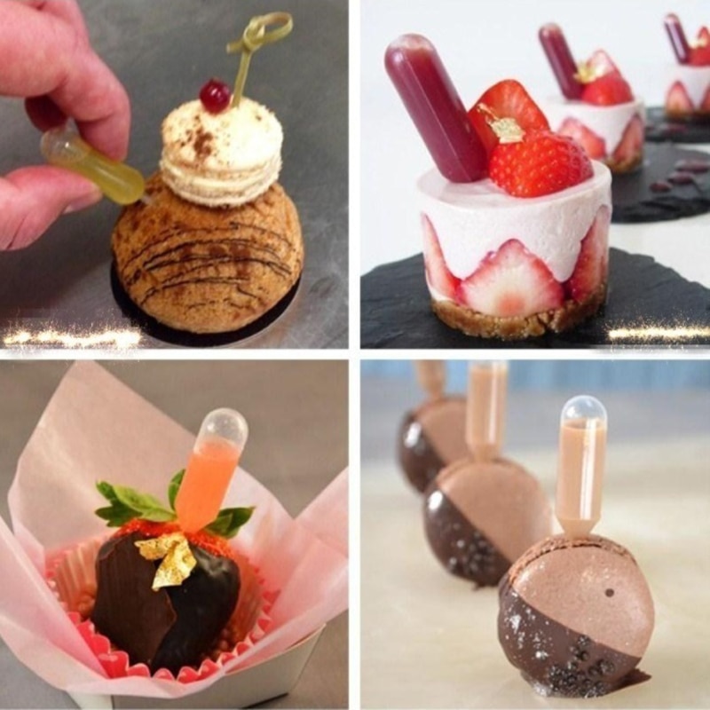Pipetas cuentagotas para postre, adorno de pastel, plástico cilíndrico, exprimidor de transferencia para cocina, accesorios de joyería 50 Uds 4Ml