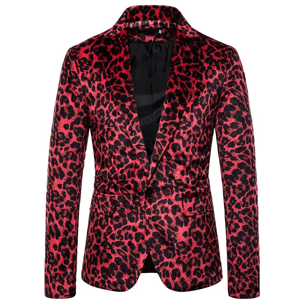 Charm Leopard Blazer Man Formele Bruiloft Pak Mannen Casual Slim Fit Formeel Pak Blazer Mode Enkele Knop Past Slim Fit 9M3