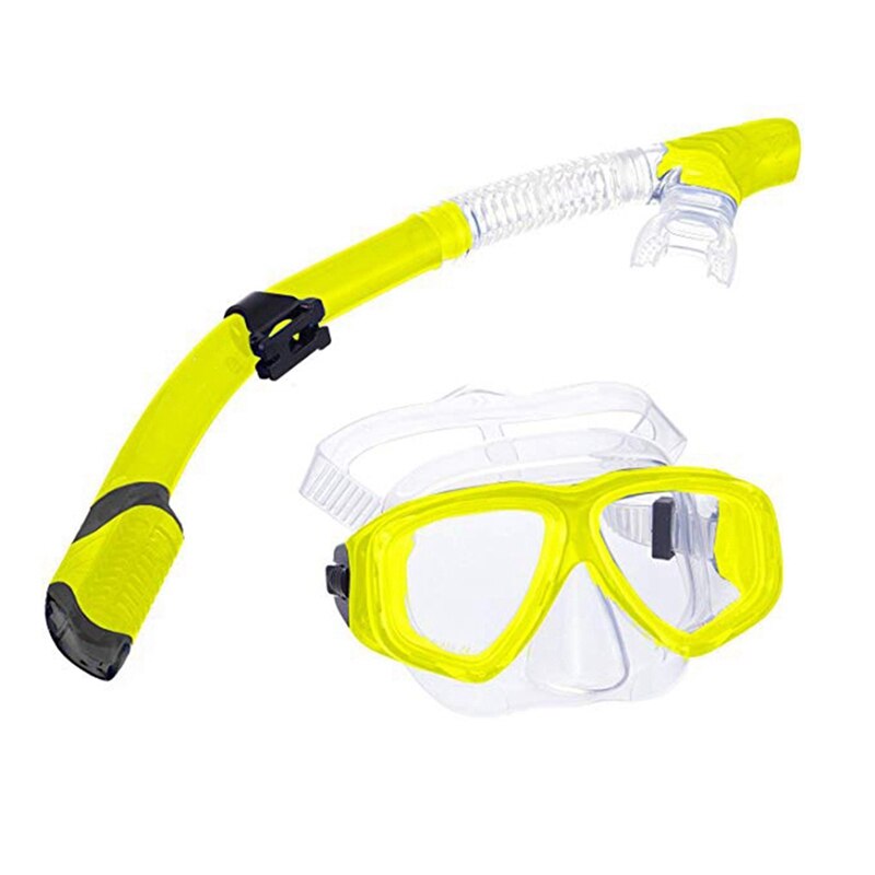 4 farver! børns snorkelbriller + sugerør undervands anti-dug dykkermaske маска для плавания: Gul