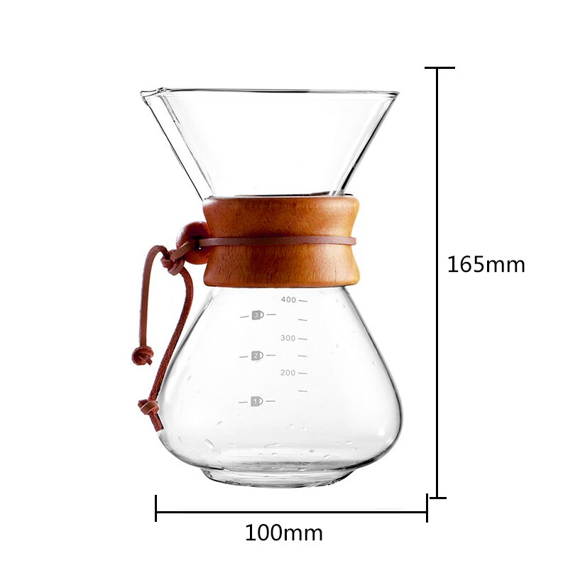 Høy temperaturbestandig glass kaffetrakter kaffekanne diy kjøkken espresso kaffe med filterkanne i rustfritt stål: 400ml ingen sil