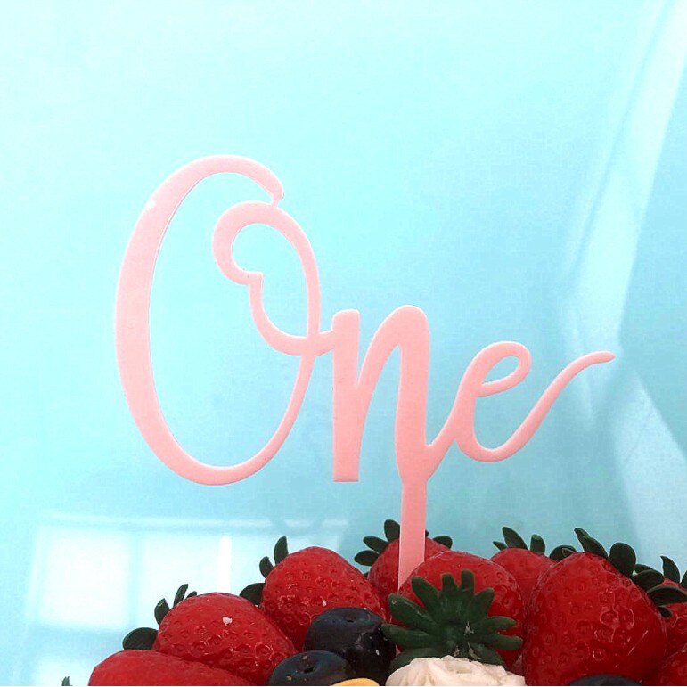 Acrylic Cake Topper One 1st Birthday Cake Decoration for Boys and Girls: Pink