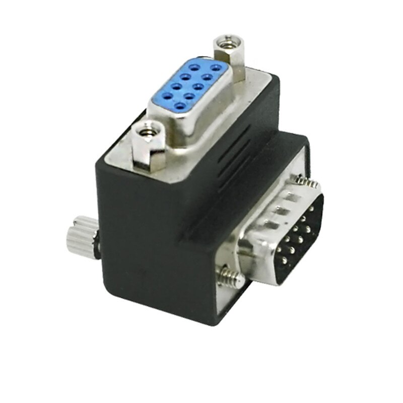10pcs/lot CY RS232 D-Sub 9 Pin Male Up Angled 270 degree screw type To Female Nut type extension Adapter