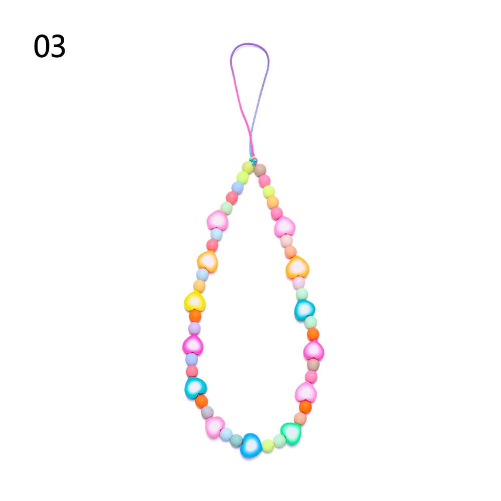 Zomer Kleurrijke Zachte Klei Mobiele Telefoon Keten Lanyards Voor Vrouwen Meisjes Bohemen Smile Pearl Touw Voor Telefoon Case Opknoping koord: 3