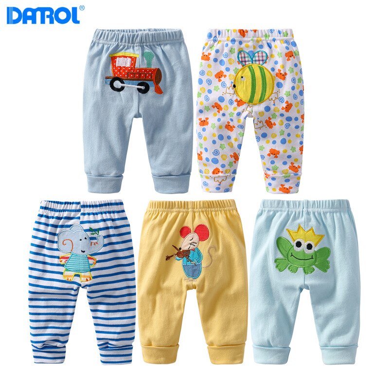DANROL baby boy girls algodón PP pantalones niños pantalones 5 unids/lote niños suaves pantalones de dibujos animados leggings