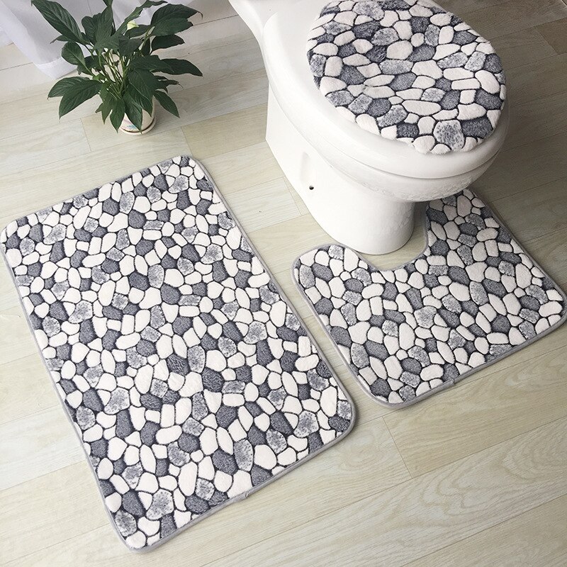 Zeegle 3D en relief mémoire éponge tapis de bain ensemble absorbant salle de bain tapis ensemble antidérapant salle de bain tapis de sol tapis de toilette: stone