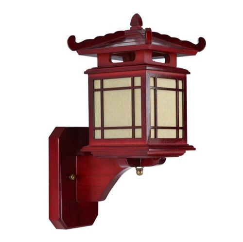 Antieke Chinese Retro Hout Wandlamp Blaker Licht E27 Restaurant Hotel Slaapkamer Wandkandelaar Vintage Lichtpunt Art Deco: Red
