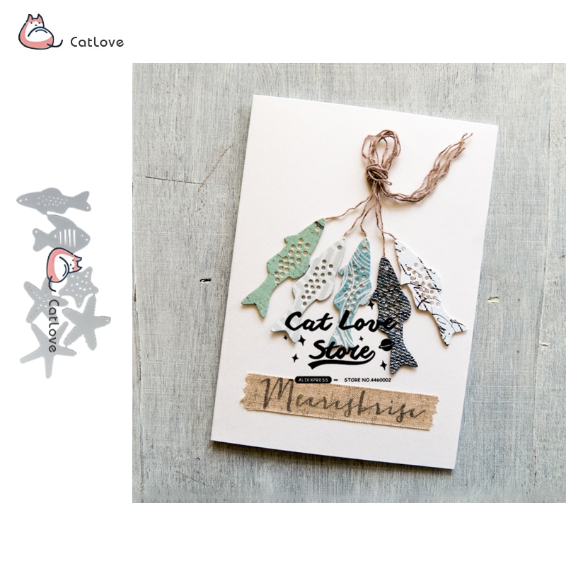 Kala meritähti eläin metallinleikkausmuotti stensiili itse tekemiseen scrapbooking paperikortti koriste askartelu muotit kohokuviointi stanssattu