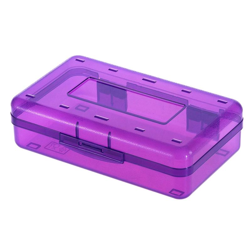 1pcs Transparent Pencil Box Hard Plastic Pencil Case Crayon Pen Box Sketch Pencil Case Stacking Office Supplies Organizer Box: Burgundy