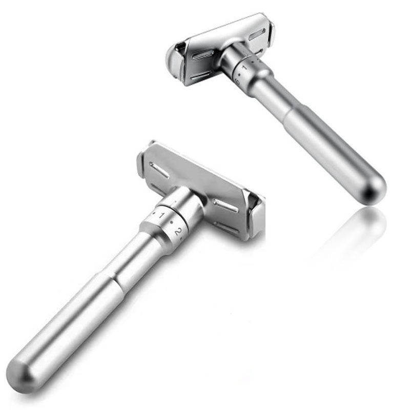 Adjustable Double Edge Classic Safety Razor Man Shaving Razor Shaving Mild to Aggressive 1-6 File Hair Removal Shaver