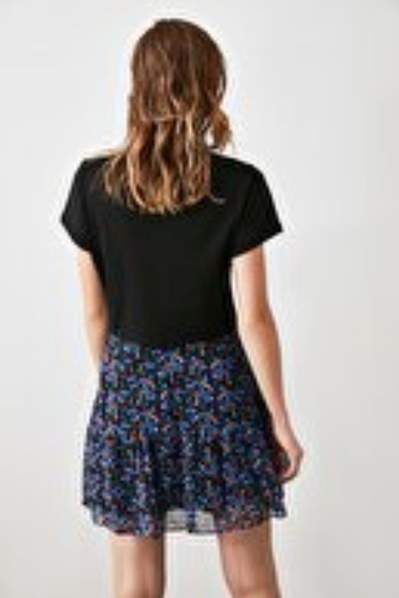 Black Floral Print Skirt