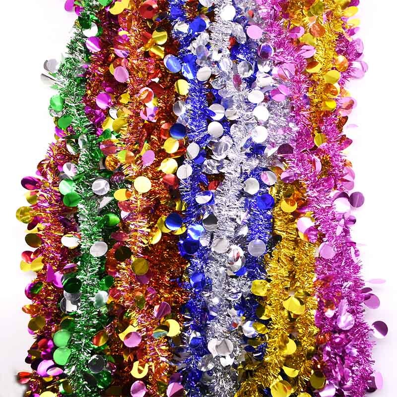 2M Colorful Fringed Sequins Garland Bar Christmas Tree Streamers Decoration Party Supplies Wedding Festival Birthday Decorations