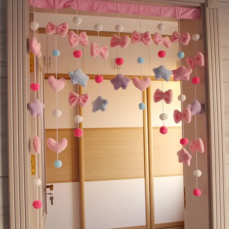 Korean Japan Plush Balls Tassel Doorway Curtains Ball Door Curtain Pendant Melody Kitchen Bedroom Living Room Girls Room Decor