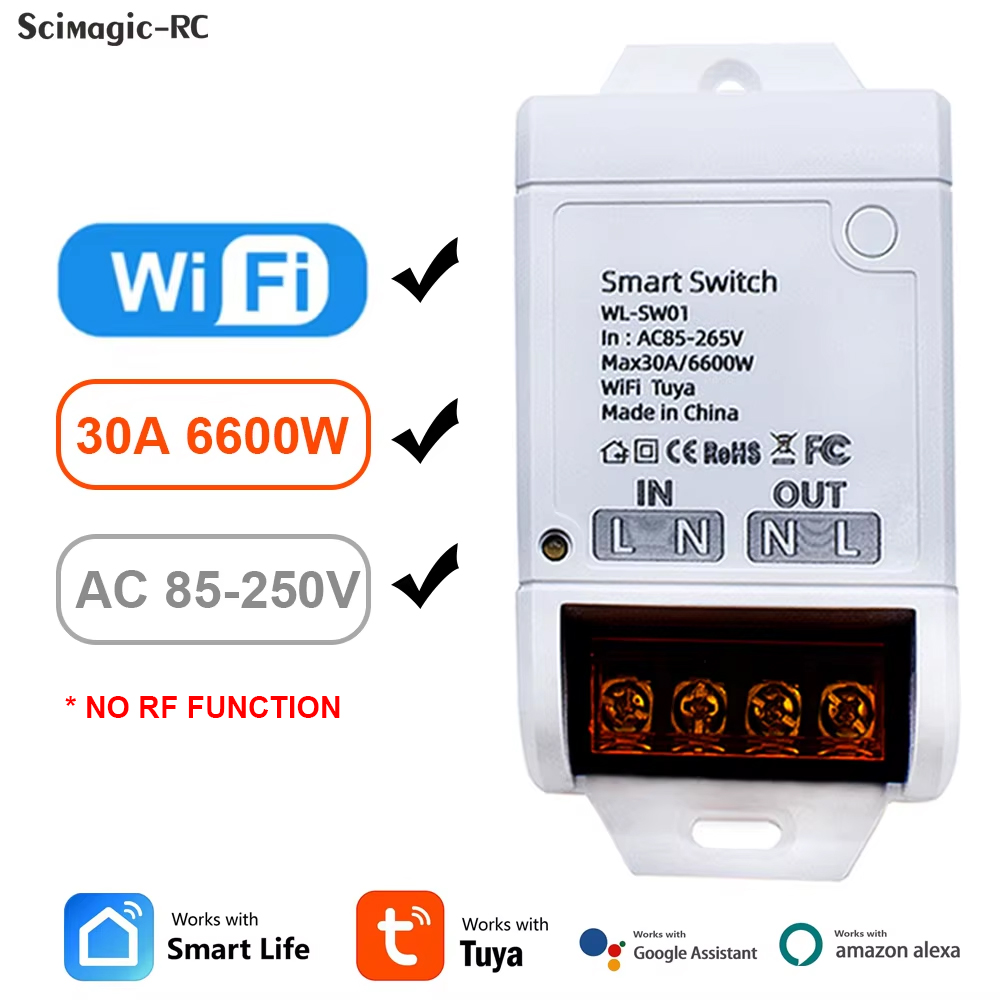 Smart Tuya Schakelaar WIFI / ZIGBEE 30A 6600W / 4000W Relaismodule Smart Life Draadloze Afstandsbediening Breaker Werk met Alexa: Bundle4