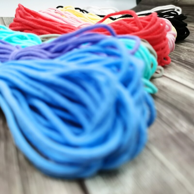 Banda elástica de colores para Costura de mascarillas, cordón elástico de Goma de 3mm, accesorios para manualidades