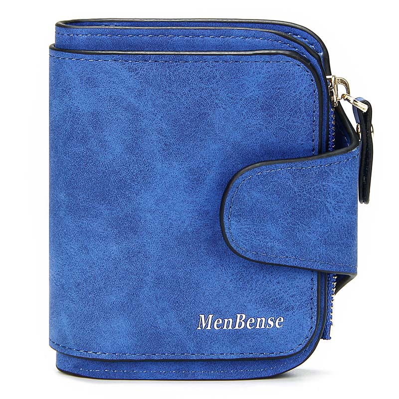 Lady Snap Fastener Zipper Short Clutch Wallet Solid Letter Small Female Purse Short Purse Vintage Matte Women Wallet: BL