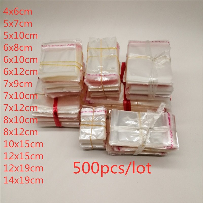 500 sztuk przezroczysta samoprzylepna uszczelka samoprzylepna torby plastikowe opakowanie na biżuterie torby OPP Poly samoklejący przeźroczysta foliowa torba ozdoba do torby