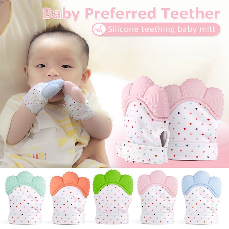 Newborns Safe Silicone Baby Gloves Baby Stuff Mitt Teething Candy Wrapper Sound Teether Mittens For Children Gloves