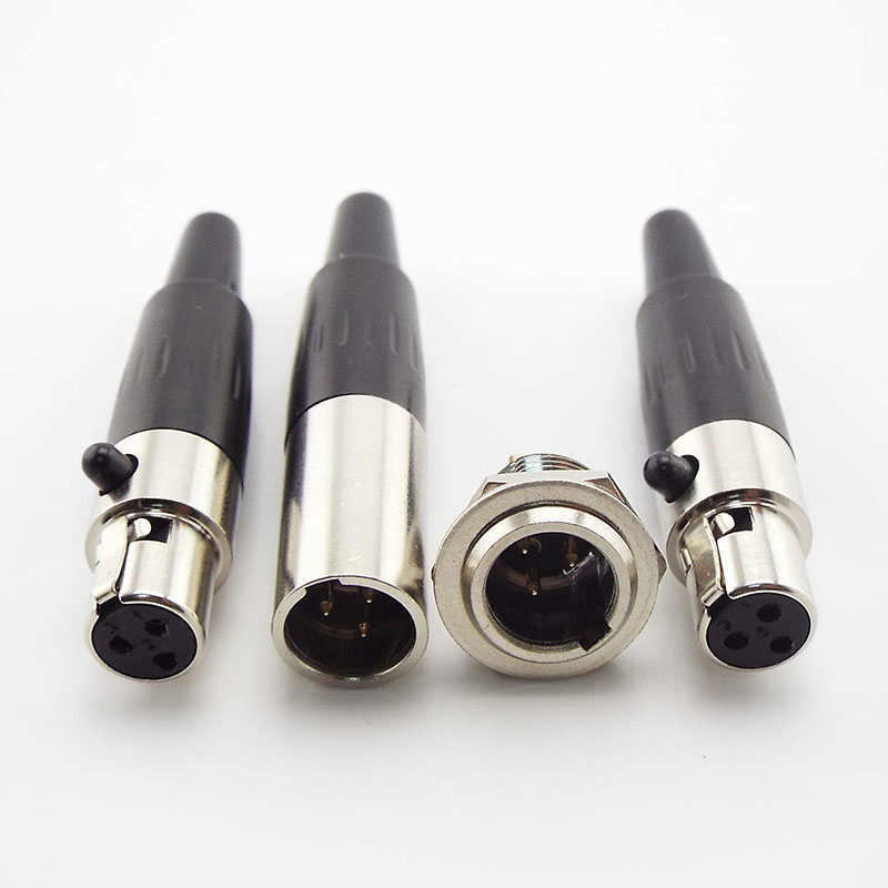 Mini Audio Adapter Microphone 3Pin XLR Male Female Power Plug Soldering Straight MIC Connector