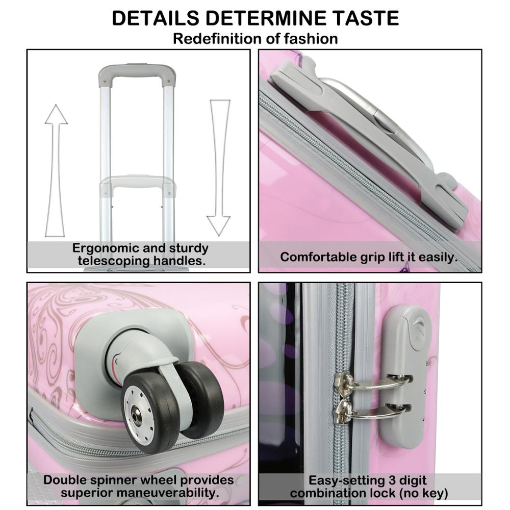 MERCURY TEXTIL-Equipaje de Mano,55cm Ligera con 4 Ruedas,película Protectora Que se Quita,Material Policarbonato (Mariposa Rosa)