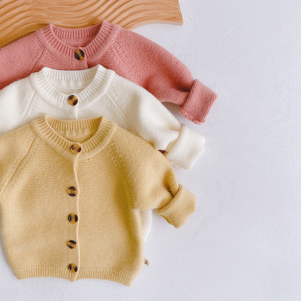 Hiver enfants tricot chandails coréenne tout-match de couleur unie pull bébé filles garçons Cardigan pull veste Bebe manteau
