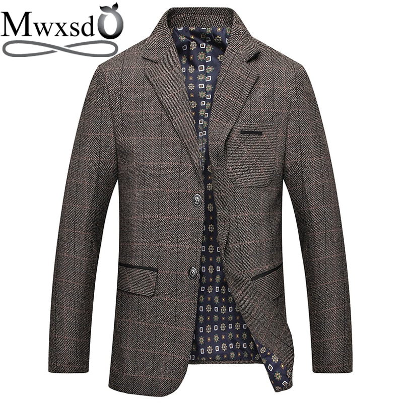 Mwxsd merke herre rutete blazerjakke i ull herre slank passe dressjakke homme uformelt mannlig blazer dressjakke masculino