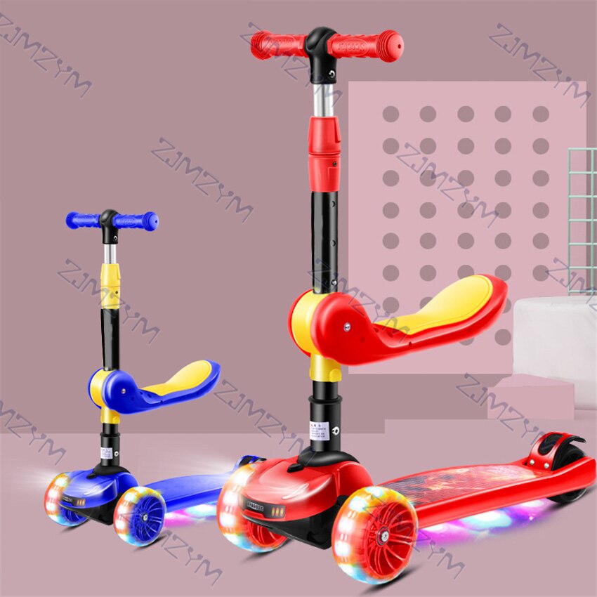 ARJ-6688 Multifunctionele 3 In 1 Kinderen Scooter Verstelbare Hoogte Knipperlicht Wiel Voet Scooters Kids Balans Fietstocht