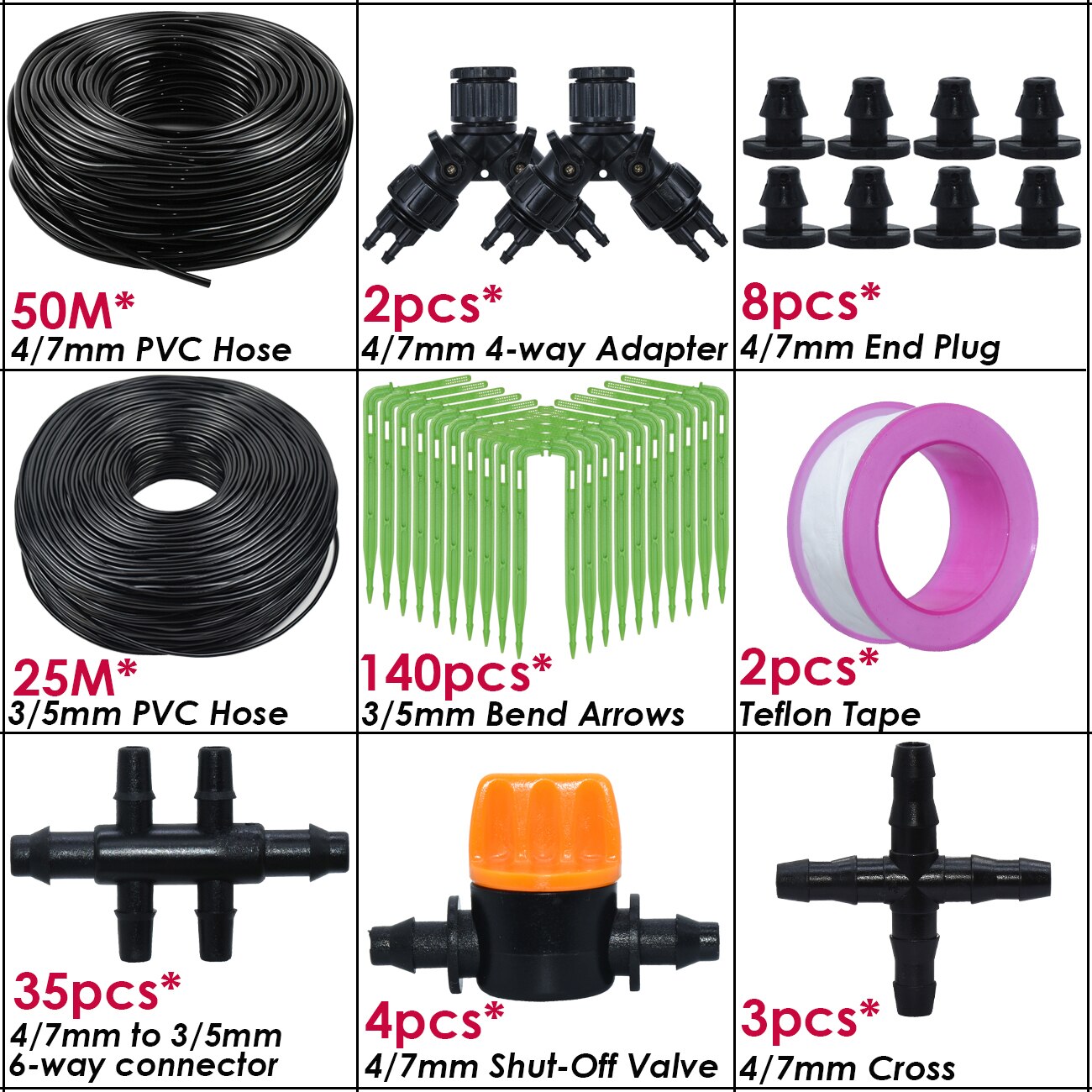 KESLA kit sistema di irrigazione a goccia con irrigazione automatica Gocciolatori per tubi da 4/7mm a 3/5mm per giardino domestico Pianta in vaso bonsai Serra: verde