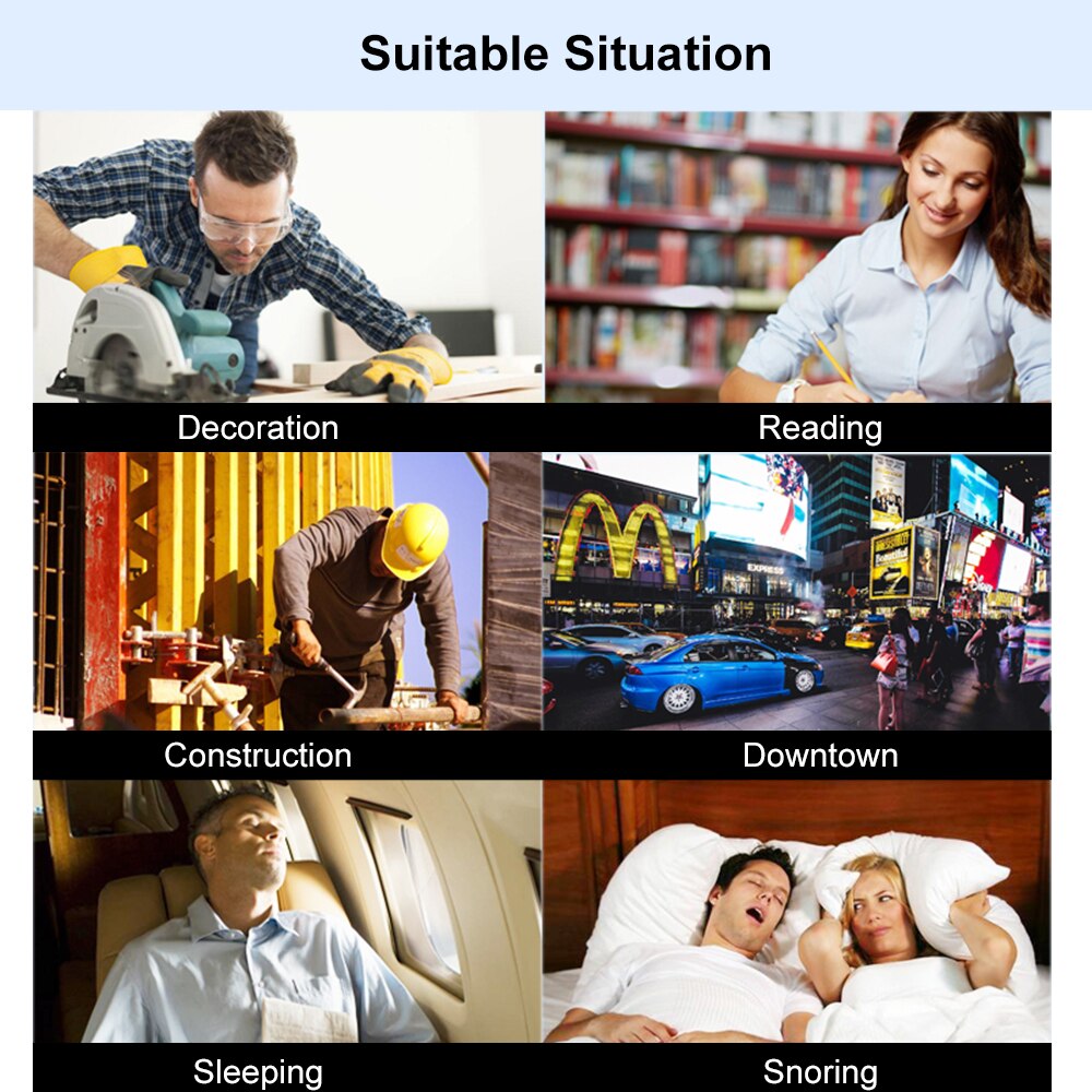 10Pcs 3M 311-1250 E-A-R Push-Ins Corded Noise Reduction Earplugs 33dB Highest NRR Comfortable Ear Plugs Work Travel Foam Earplug