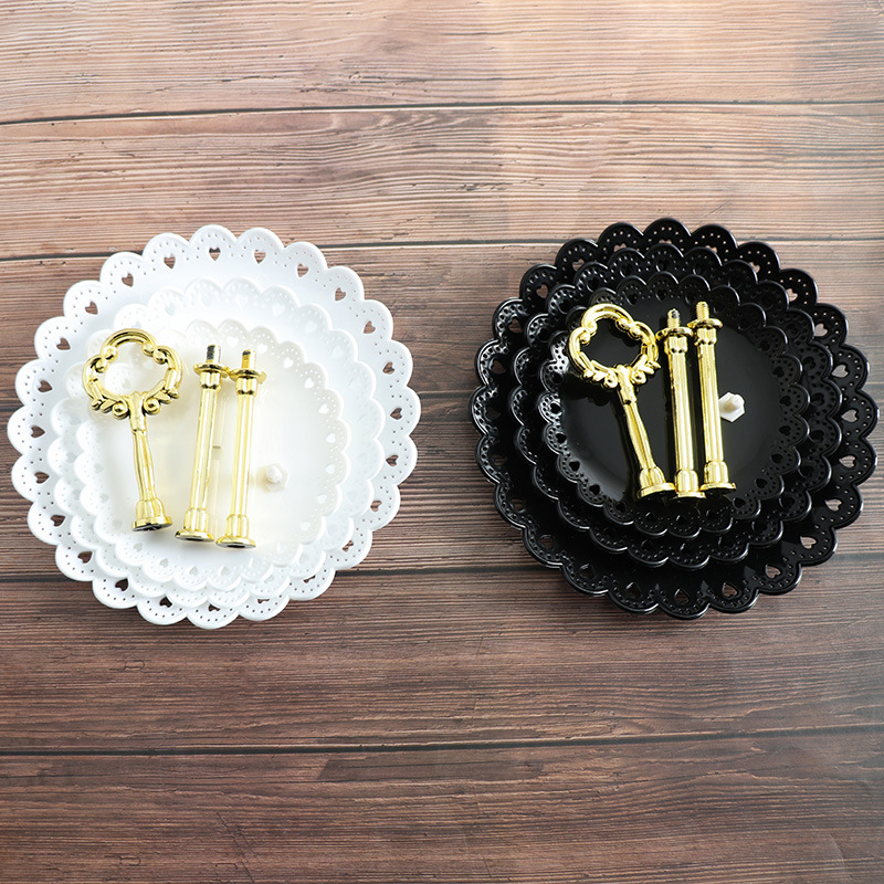 European-style three-tier cake wedding dessert candy table fruit plate self-service cake display home decoration table tray