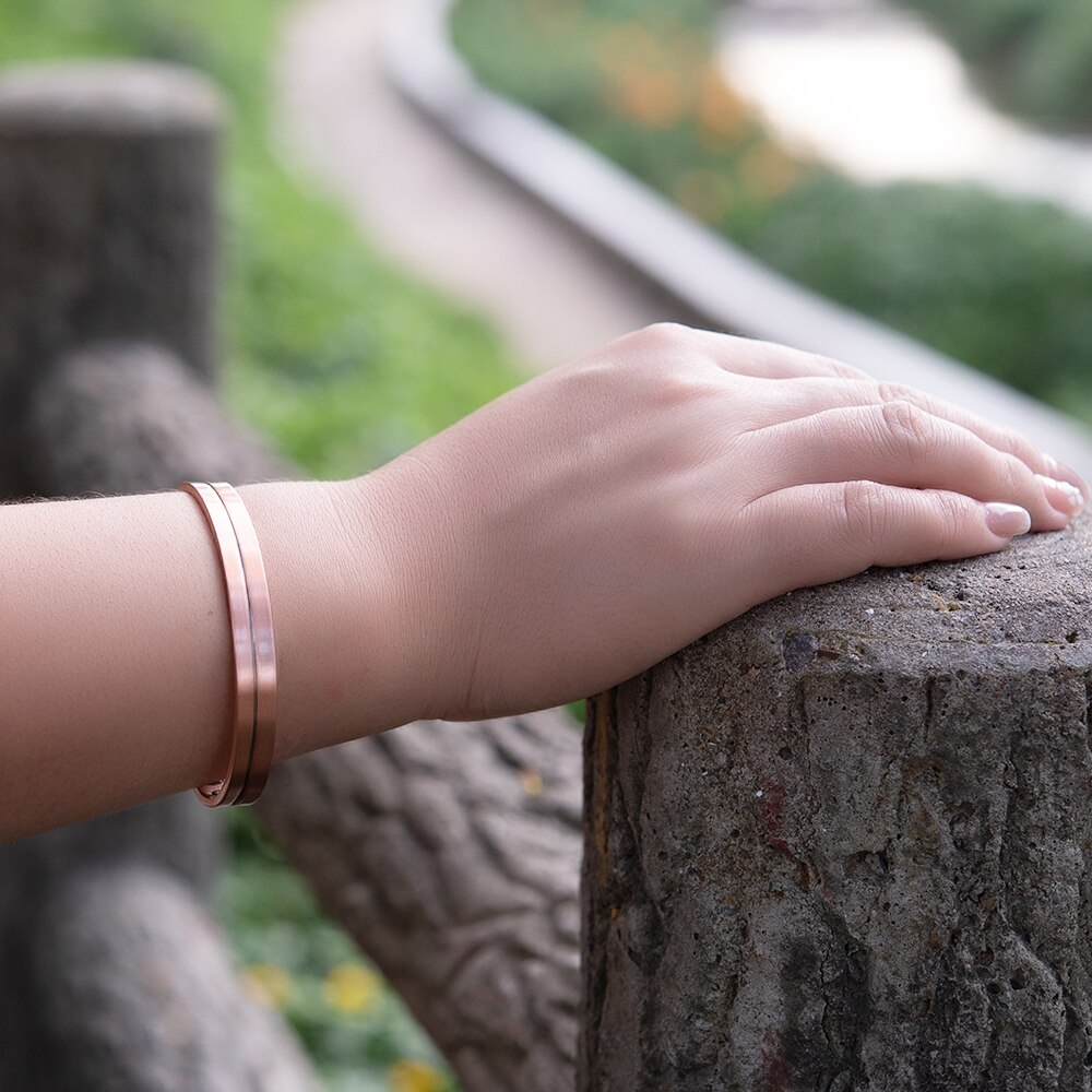 Real Copper Magnetic Bracelet Women 8mm Arthritis Adjustable Cuff Pure Copper Brand Bracelet Energy Magnetic Therapy Bracelet