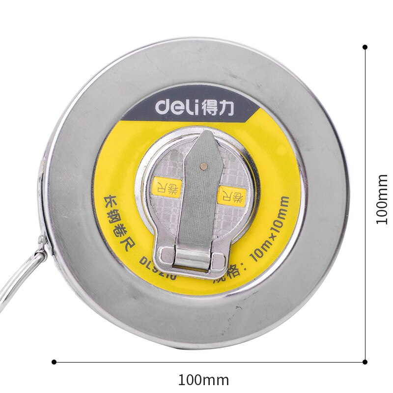 deli 10/20/30/50m Hand Disc Flexible Ruler Measuring Tool Fiber Measuring Tape Hand Tools for Engineering Measuring