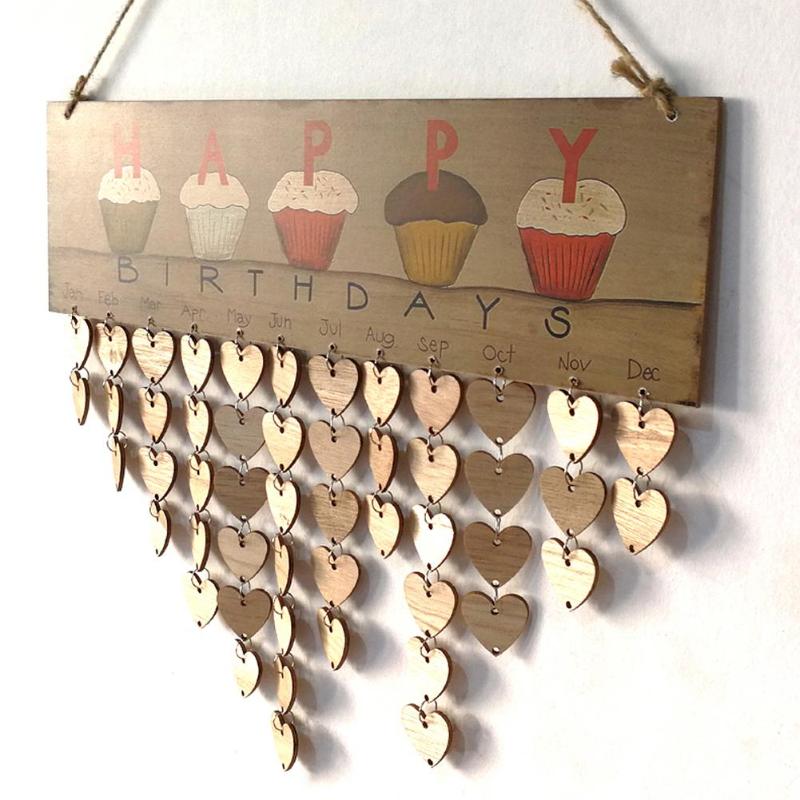 Holz Glücklich Geburtstag Erinnerung Zeichen DIY Kalender Bord Freunde Datum markieren