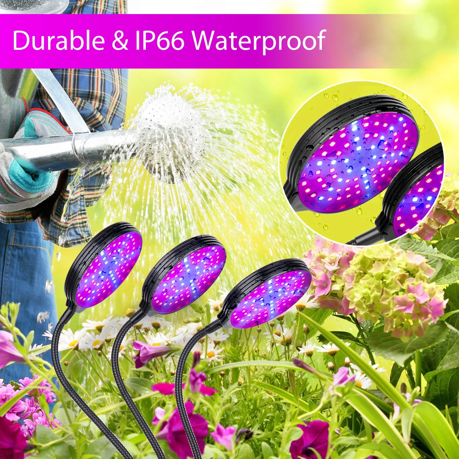 Luz LED de 3 cabezas para plantas 45W, con USB, temporizador Flexible, atenuación, resistente al agua, lámpara para cultivo de plantas con Clip para maceta de invernadero