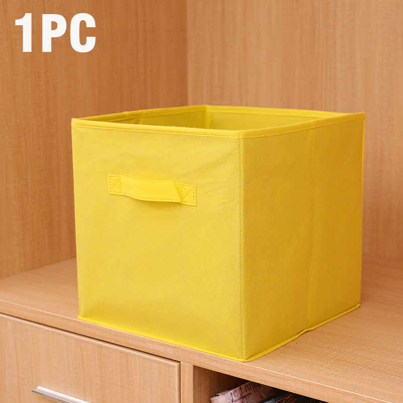 Foldable Fabric Storage box Cube Bins Cloth Organizer storage Baskets Folding Nursery Closet Drawer Features Dual Handles: green